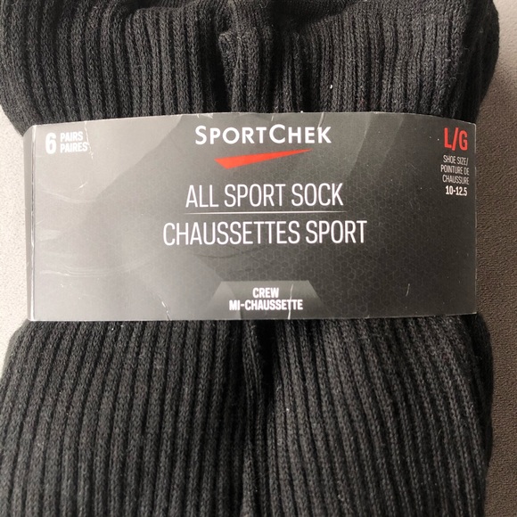 SportChek 6 Pack Crew Socks Size 10-12.5 - Picture 2 of 5